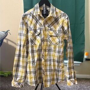 Eighty Eight Yellow and Gray Plaid Shirt